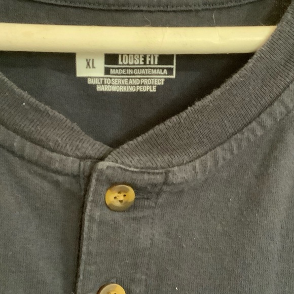 Carhartt Men's Dark Navy Blue Henley Long Sleeve Shirt - Picture 3 of 6